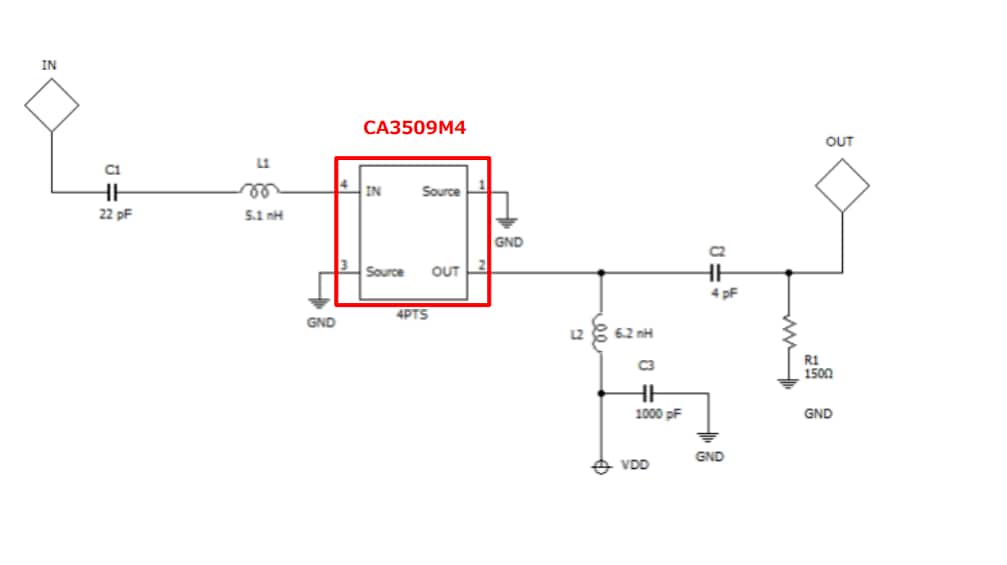 Application Circuit Diagram - CEL CA3509M4 L-to-S Band Low Noise Amplifier ICs